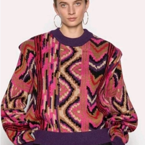 FARM Rio Multicolor Abstract Knit Sweater - Picture 2 of 4